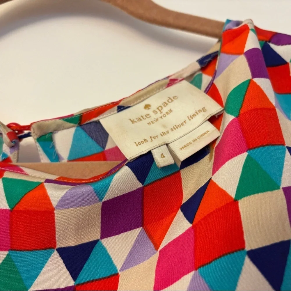 Kate Spade,Blaire Tile Print, 💯%Silk, Size 4